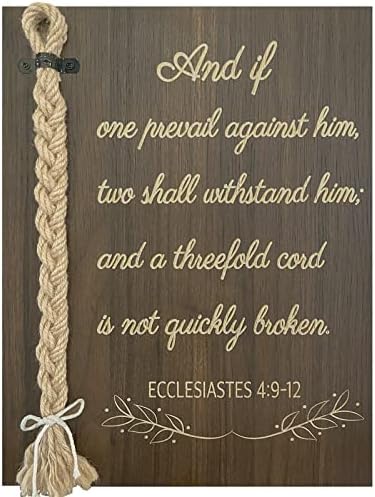 Um cordão de três fios, sinal da Bíblia Cross KJV Versão Casamento Unidade Sinal, Tie the Knot Cerimony - Strand of Three Cords Sign Eclesiastes 4: 9-12