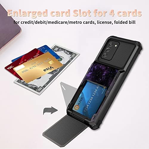 Projeto de galáxia roxa bwegrhe para a caixa de carteira Samsung Galaxy A03S com suporte de cartão Hidden