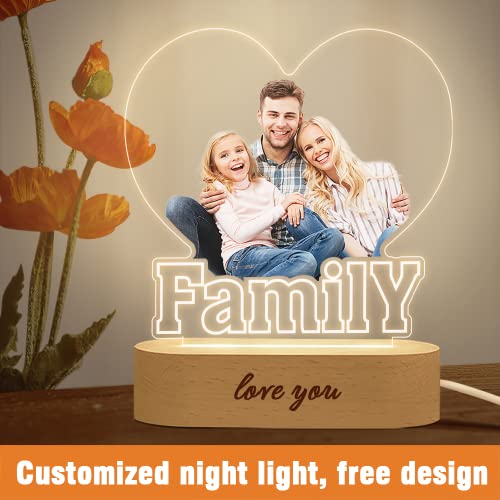 Aniversário de aniversário personalizado Presentes de família personalizados Mamãe e papai Foto colorida Usb Led Night Light Bedside Lamp de cabeceira