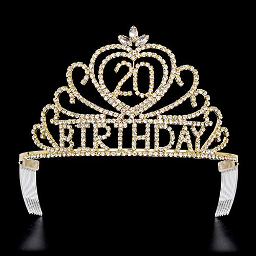 Stonejya Mulheres coroas de 18 anos Tiaras doces meninas de princesa 18 anos Rainha coroa Tiaras feminino 18º aniversário Princesa Tiaras coroas de metal de ouro Cristal de shinestone 18 de aniversário Cosplay Crown Tiara