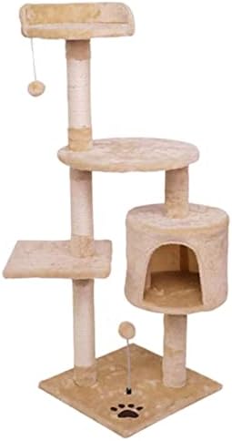 LJJSMG CAT TREE, Torre de gato de 116 cm de luxo com postes de arranhões cobertos de sisal com bolas pendentes