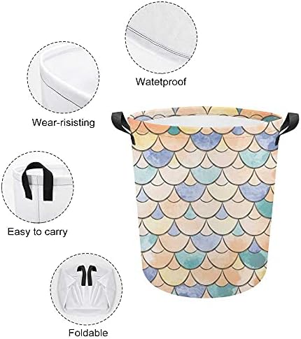 Colourlife Vale à prova d'água Roupa de lavanderia cesta de cesta de aquarela escamas escamas