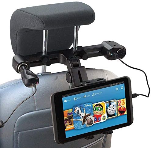 Navitech USB PORT 4.2A Montagem do apoio de cabeça com carregador de carro integrado compatível com o tablet Samsung Galaxy Tab S3 9,7