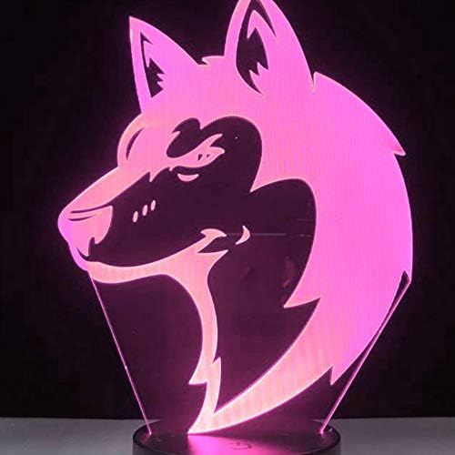 Jinnwell 3D Wolf Dog Night Lâmpada leve Ilusão LED 7 Alteração da cor Touch Touch mesa de mesa