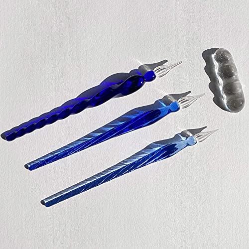 Joi-Fun-Fun High Borossilicate Glass Dip Pen Ink- 3 Canetas de caligrafia de cristal com 6 tintas coloridas