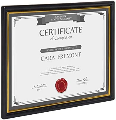 Designovation Corporate Document Frame feito para exibir certificados padrão, preto 8.5x11, conjunto