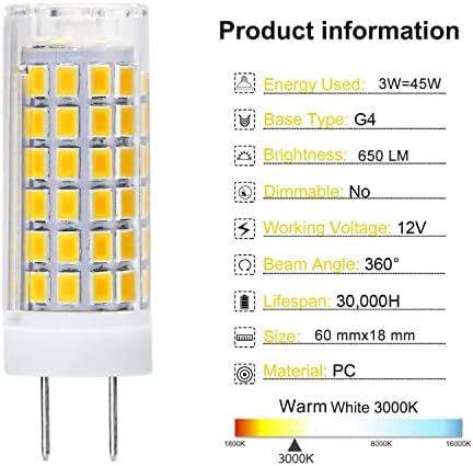 Bulbo LED DIILSWX G4 12V 3W: sem lâmpadas de base bi-pinos jc jc sem reposição de lâmpada de halogênio T3