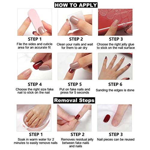 Rikview French Tip Press Pressione Unhas Médio Pink Fake Nails White Unhas para Mulheres Caixão Acrílico Nails
