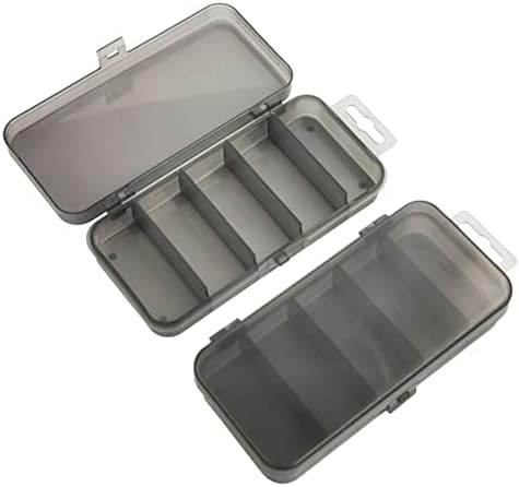 2x Pequeno caixa de peixe dura Caixa portátil ganchos de iscas de iscas de iscas de armazenamento para armazenamento para armazenar swivels gonzes chumbada, 5 compartimentos
