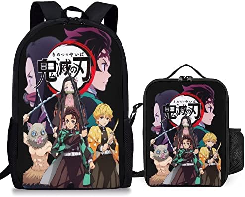 CWIXNAO Anime Fãs de mochilas para meninos e meninas, lazer de lazer impresso de 3 peças com lancheira com