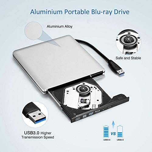 USB 3.0 e USB C CDIO DE CD RAY ALUMURO DE ALUMUM DVD BLU RAY de alumínio
