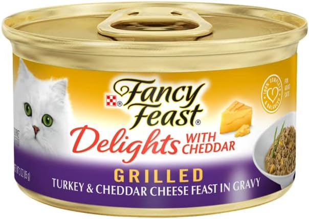Fanche Feast Purina Delicia com Cheddar Grelled Turkey & Cheddar Cheese Flight em molho