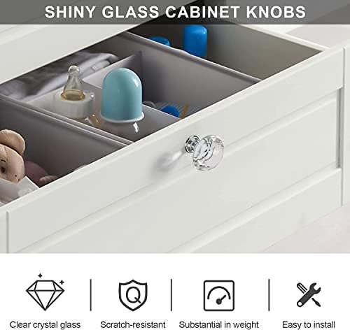 Botão de cristal de gaveta de tangmengxi - botões de vidro de diamante, para gavetas e cozinha, banheiro de 30 mm transparente