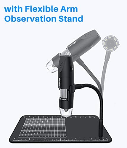 Microscópio digital sem fio, câmera de inspeção USB HD de inspeção 50x-1000x com suporte flexível compatível