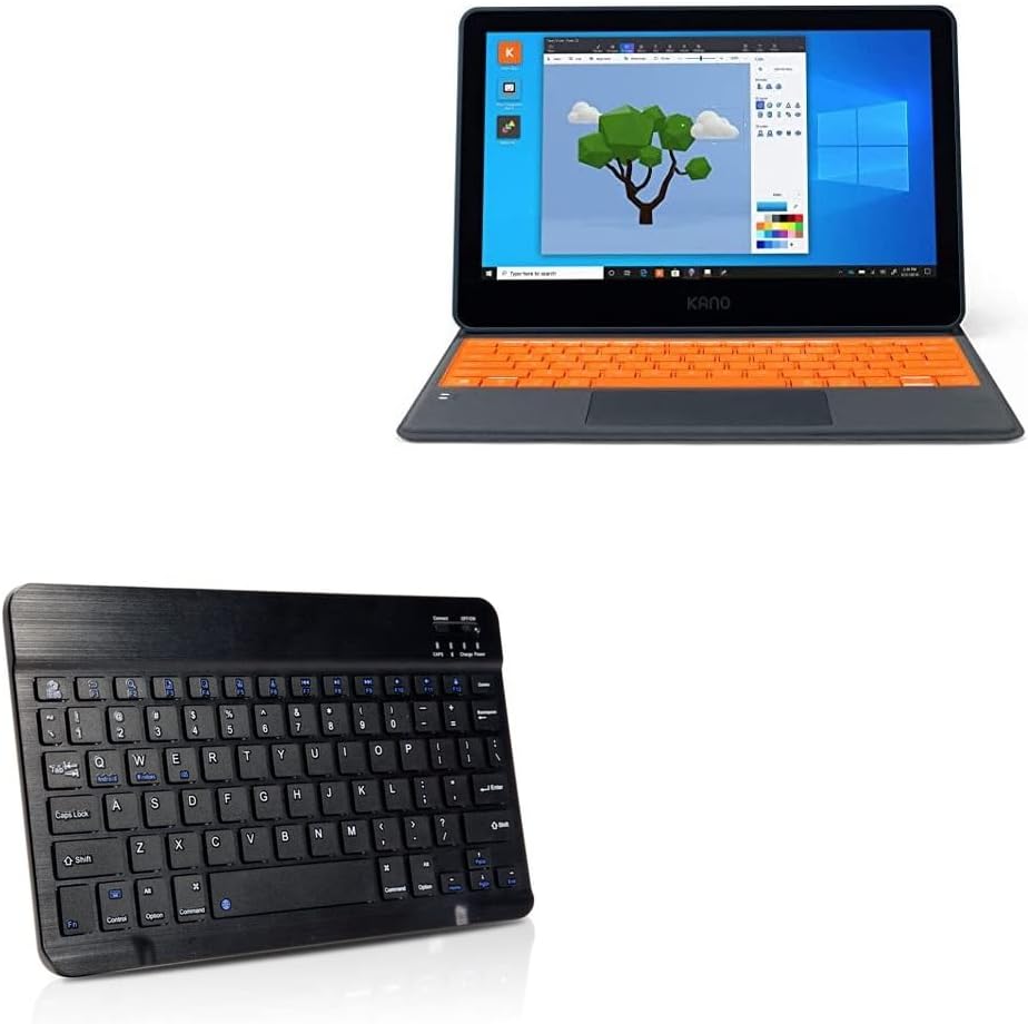 Teclado de onda de caixa compatível com laptop de tela sensível ao toque Kano PC e tablet 1110-01 - Teclado Slimkeys Bluetooth, teclado portátil com comandos integrados - Jet Black