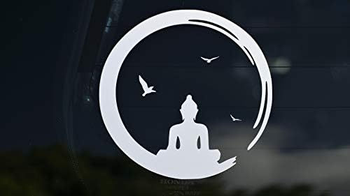 Zen Brush Circle Meditation Lotus Posição 5.6W x 5,75h para janela de carro, laptops, paredes, casa ou estúdio