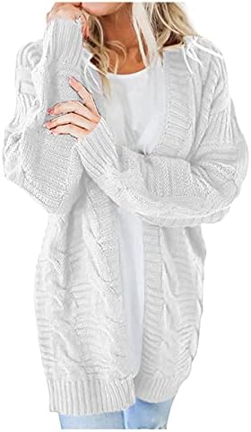 Blusas de cardigã longas sólidas para mulheres bolsos robustos malha de manga comprida capa quente aconchegante e solto front of Outwear