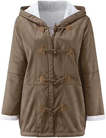 Jaqueta de couro para mulheres, com capuz de inverno longa clássica de roupas caseiras de mangas compridas flanelas de mangas compridas lapela