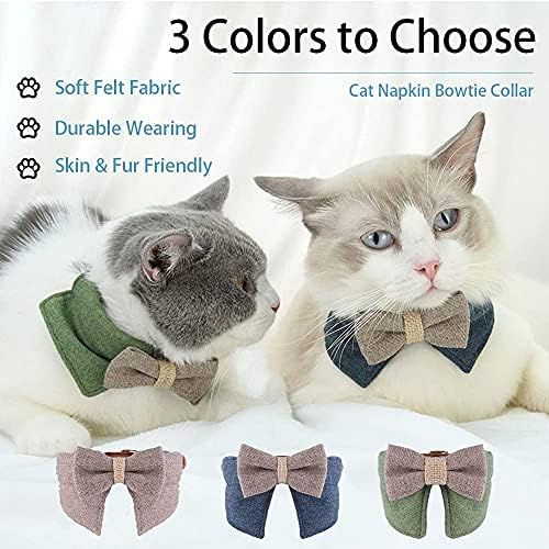 Thumberly Cat Collar com Bowtie & Bell, 3 vias para usar guardana