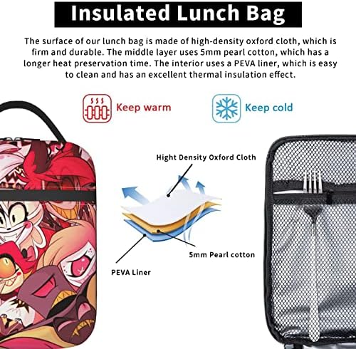 Anime Hazbin Hotel Bag 3D lancheira isolada a calor para almoço reutilizável bolsa térmica Bolsa