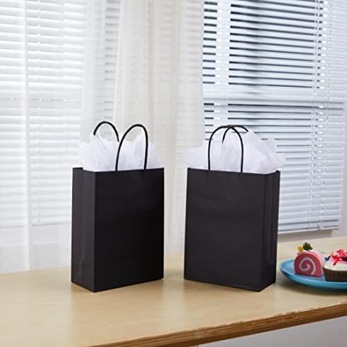 Suncolor 24 pacote 9 pequenas sacolas de presente pretas com alça para sacolas de favor da festa sacos de brindes para aniversário