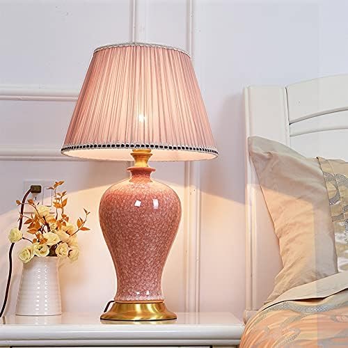 Zhyh Cerâmica Lâmpada de cabeceira de cabeceira Lâmpada de cabeceira americana Lâmpada de mesa de mesa de mesa rosa Lâmpada de cobre da sala Lumbo de mesa Simples