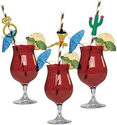 Decorações de festa de despedida de solteira 24 pacote | Cactus e anel de noiva e stripper dancing Men Straws | Festas de festa mexicana Fiesta bebendo