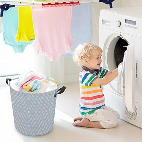 Repetir Penis Pattern Laundry Tester Round Canvas Cestas de tecido com alças Bolsa de roupas de lavar