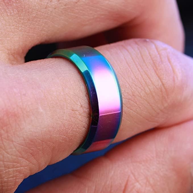 6pcs anéis de 8 mm para homens e mulheres, anéis de aço de titânio, anéis de aço inoxidável, anéis de
