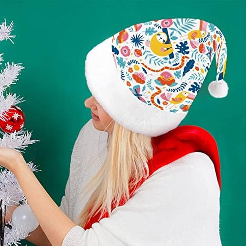 Cartelos de animais fofos Toucan Sloth Christmas Hat Hat Papai Noel para adultos unissex Comfort Classic Xmas Cap para Festações de Festa de Natal