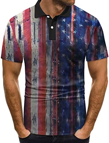 4 de julho Camisas para homens engraçados, camisetas de pólo patrióticas masculinas, camisas de golfe de moda