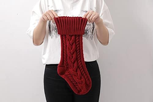 Azuki 4 pacote meias de Natal, 18 polegadas grandes decorações de meias de malha para férias em família decoração