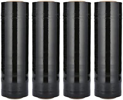 Psbm Black Stretch Wrap, 18 polegadas x 1500 pés, 80 Ga, rolos de filme trechos de mão escura/opacos para embalagens de embalagem em movimento, 96 pacote