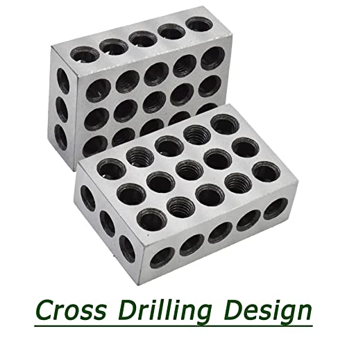 Timunr 5 par de blocos paralelos de precisão 1 x 2 x 3, 23 buracos de 2,000 2 polegadas de aço de liga