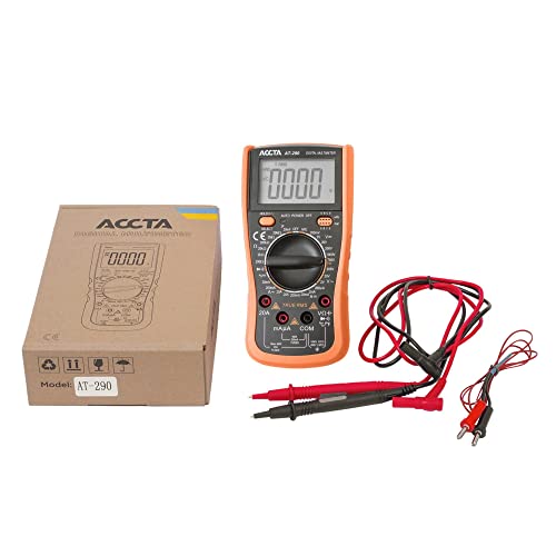 ACCTA AT-290 TRUE RMS Manual Digital Manual Digital LCD Backlight à prova de choque, corrente CA/CC, tensão CA/DC, capacitância, resistência, temperatura, teste de transistor, teste de diodo, continuidade