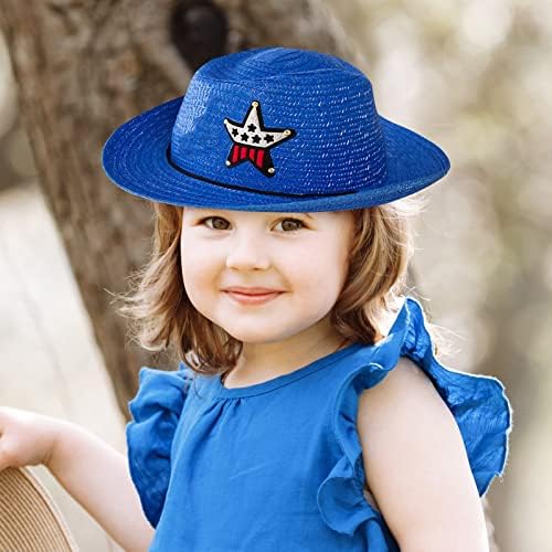 Qvkarw verão palha de sol 6 cores praia meninas garotas crianças crianças chapéu de cowboy ocidental 2 a 6y vestidos de bebê