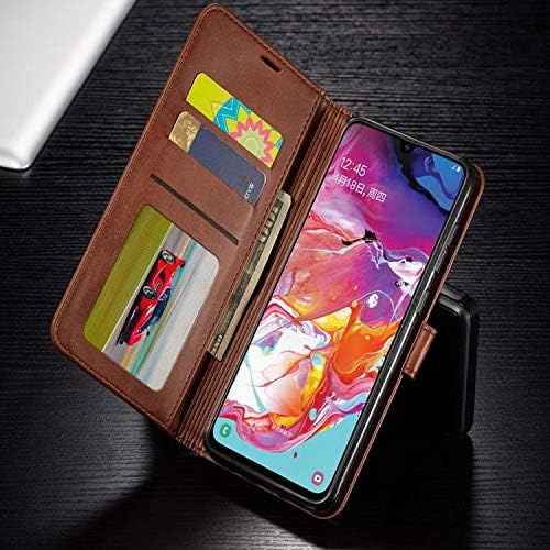 LG Premier Pro Plus Case Telefone, com [Protetor de tela de vidro temperado incluído] Tampa do telefone da carteira de couro com bolso e cartão de crédito Kickstand Recurso - Brown