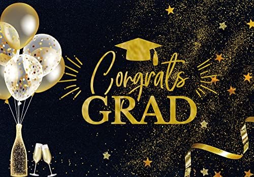 Giumsi 8x6ft parabéns aula de graduação de pano de fundo de 2022 suprimentos de festas decorações preto e dourado