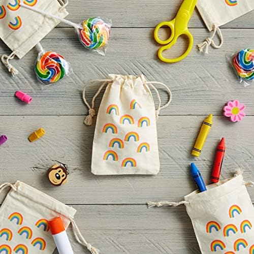 Sacos de favor da festa - Bolsas de favor da festa do arco -íris de 12 pacotes - mini -telas de tração de tração
