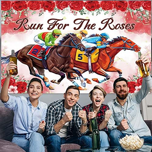 Corra para o cenário de rosas 7x5ft Kentucky derby cavalos de corrida com tema de fotografia com