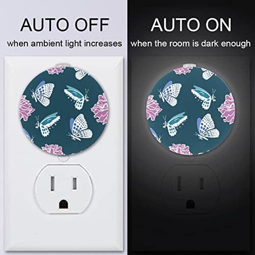 2 Pacote de plug-in Nightlight Night Night Light Butterflies Padrão com sensor do anoitecer para o quarto para