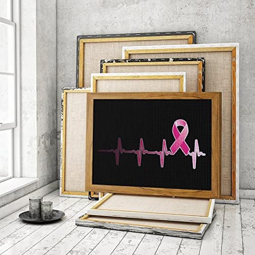 Fita rosa câncer de mama de peito de batimento cardíaco kits de pintura de diamante Figura Frame