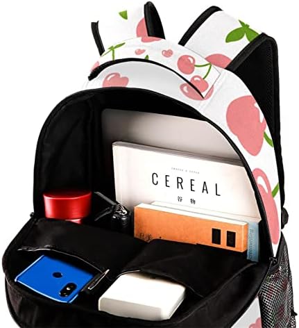 Backpack Rucksack School Bag Travel Casual Daypack para mulheres meninas adolescentes, Padrão de cerejas rosa