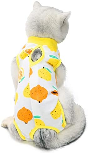 KitipCoo Professional Surgery Recovery Suit para gatos Cole algodão Faciais de cirurgia respirável para feridas abdominais e doenças de pele para cães de gatos, após a cirurgia usar terno, limão)