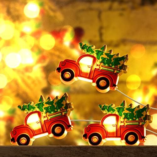 Luzes de corda de Natal de Natal 10 pés 30 LEDs Christmas Red Truck Fairy Bateria leve alimentada com