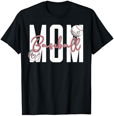 Baseball Mom letra impressão mama T-shirt de amante de beisebol da mãe