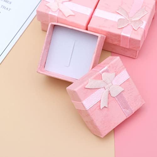 Caixa de jóias da caixa de anel de papel Caixa de joias: 24pcs Caixas de anéis rosa vermelho recipiente de anel