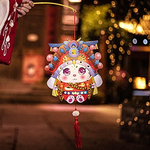 Patkaw japonês 1 conjunto Diy Rabbit Paper Lantern Spring Festival Led Light Up Lantern Rabbit Mascote Chinês