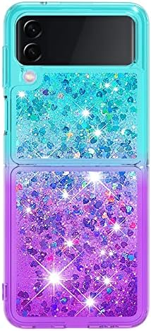 Caixa XYX Compatível com Samsung Galaxy Z Flip 3 5G 2021, Gradiente Glitter Bling Sparkle Glitter Luxury for Women Girly Soft TPU Slim Slim Choffrof Protection Case para z flip 3, azul e roxo