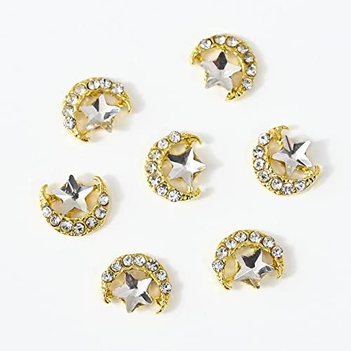 10pcs/conjunto 27 estilo 3d lua/estrela/gemas cadeia unhas strasss de joias de jóias artes de cristal decorações de metal pérola pingente HJ#50 -